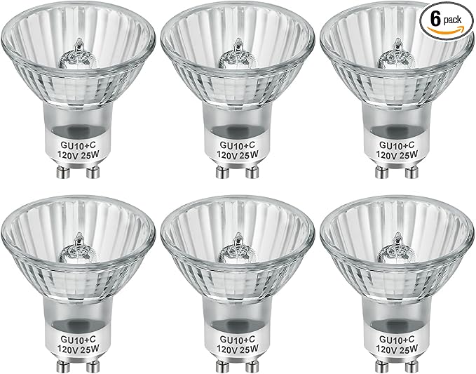 SerBion GU10 Halogen Light Bulbs for Candle Warmer Lamp, Dimmable MR16 120V 25W Bulbsfor Track and Range Hood, Warm White