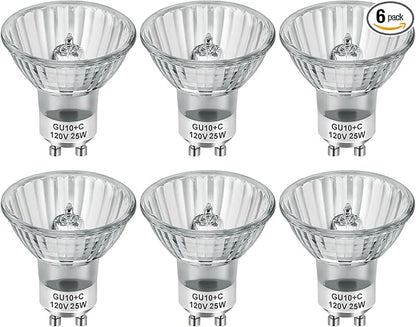 SerBion GU10 Halogen Light Bulbs for Candle Warmer Lamp, Dimmable MR16 120V 25W Bulbsfor Track and Range Hood, Warm White