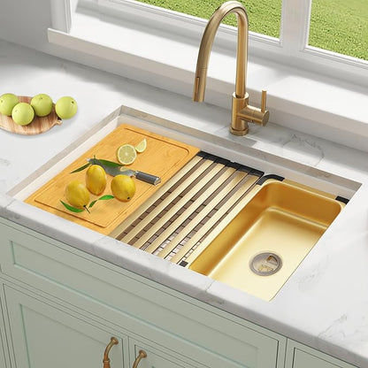 White Undermount Kitchen Sink 33 X 18 inch,Granite Composite Kitchen Sink Offset Drain,Undermount/Drop In Kitchen Sinks with Workstation,Large Single Basin (White, 33" X 18")