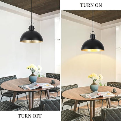 Black Pendant Light 2 Pack, 11.8 Inch Pendant Lights Kitchen Island, Dome Pendant Lights, Farmhouse Pendant Light for Kitchen Island, Dining Room, Living Room