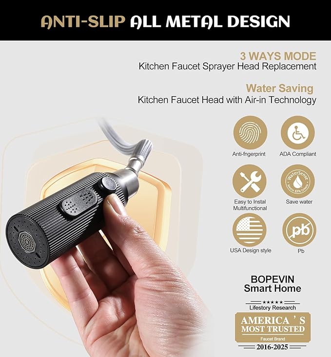 Kitchen Faucet with Pull Down Sprayer, Brushed Gold High Arc Stainless Steel Single Handle Kitchen Sink Faucet, 3 Spray Modes Metal Head, 1 Hole or 3 Hole Installation for Farmhouse