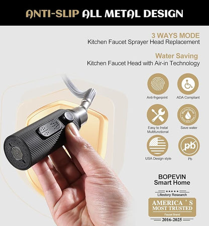 Kitchen Faucet with Pull Down Sprayer, Brushed Gold High Arc Stainless Steel Single Handle Kitchen Sink Faucet, 3 Spray Modes Metal Head, 1 Hole or 3 Hole Installation for Farmhouse