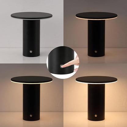 JONATHAN Y 7.5" Black Modern Rechargeable Cordless LED Table Lamp Set of 2, Dimmable Touch Sensor Nightstand Mini Lamp for Dining Living Room, Frosted Diffuser (JYL7158B-SET2)
