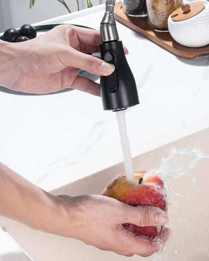 J-HVA Metal Kitchen Faucet Head Replacement – 3 Mode High-Pressure Sink Sprayer Replacement with 15 Nozzle Adapters, Durable Pull Down Spray Head for Kitchen Sink, Oil Rubbed Bronze, Stainless Steel