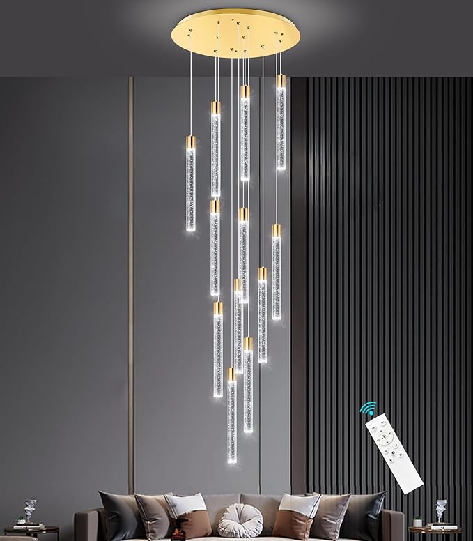 Modern Chandelier for Staircase Modern LED Chandelier Crystal Chandelier Dimmable Pendant Lights for High Ceiling Chandelier Light Fixture