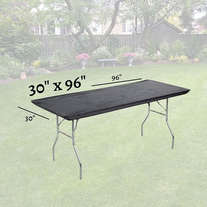 Kwik-Covers 8' Rectangular Plastic Table Covers 30" x 96" (8 Feet), (10 Pack, Black)