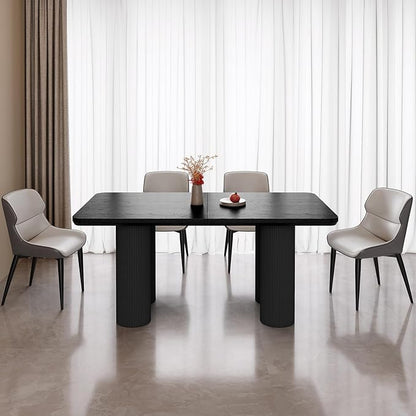 Miuuod 63" Black Dining Table for 4-6 People Large Rectangular Kitchen Table Modern Wood Dining Room Furniture Farmhouse Table for Living Room Home Office Workspace Easy Assembly
