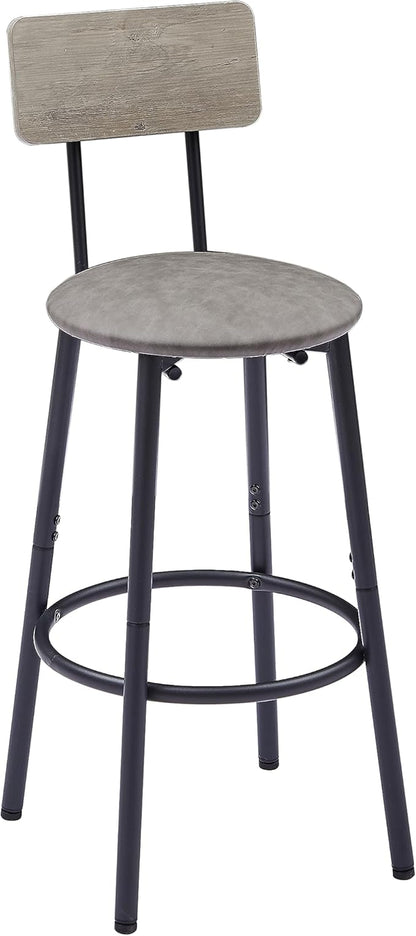 Gray Round Bar Stool Set with Shelf, Counter Height Stools for Kitchen Island, Breakfast Bar, Home Decor, Kitchen Island Stools with Table, Kitchen Table for Small Spaces, Breakfast Nook Dining Tables