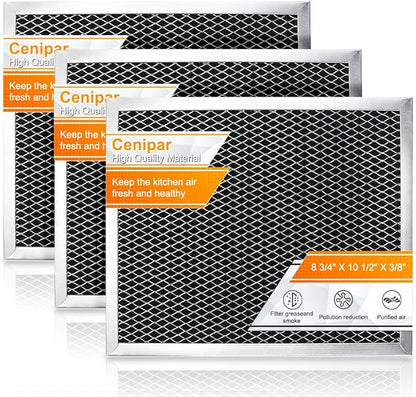97007696 Range Hood Filter Charcoal Odour Filter for Range vent hood by Cenipar (8 3/4" X 10 1/2" X 3/8")-3 Pack