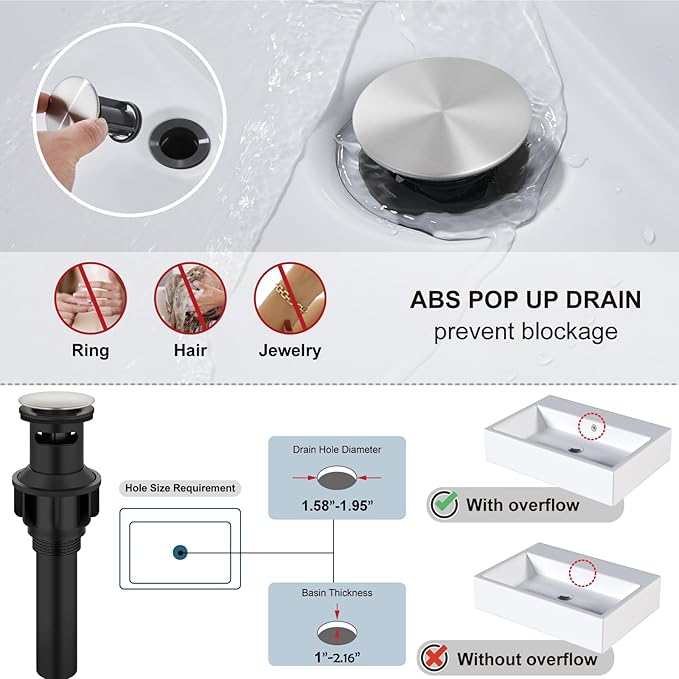Midanya Waterfall Bathroom Faucets, Single Handle 1 Hole Bathroom Sink Faucet Modern RV Vanity Restroom Lavatory Basin Faucet with Pop Up Drain and Water Supply Lines,Brushed Nickel