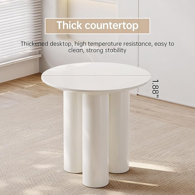 Guyii 29.92" Cream White Dining Table, Modern Round Kitchen Table, Small Indoor End Table for Kitchen, Bar, Living Room, Small Space, Easy Assembly, Table Only