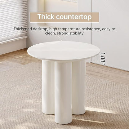 Guyii 29.92" Cream White Dining Table, Modern Round Kitchen Table, Small Indoor End Table for Kitchen, Bar, Living Room, Small Space, Easy Assembly, Table Only