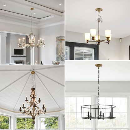 5.5 inches Brass Chandelier Canopy, Antique Brass Finish Canopy Kit for Pendant Light, Hanging Fixture, Mounting Plate Cover Replacement (Ring Style)