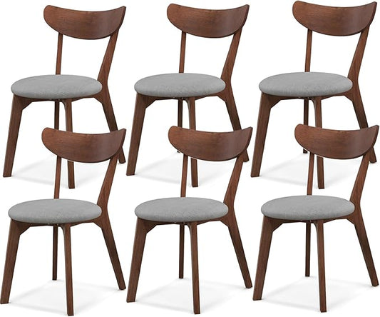 NAFORT Dining Chairs Set of 6/4/2, Modern Fabric Upholstered Dining Room Chair, Farmhouse Wooden Kitchen Chairs with Curved Backrest for Dining Kitchen Room, Living Room, Studio, Restaurant