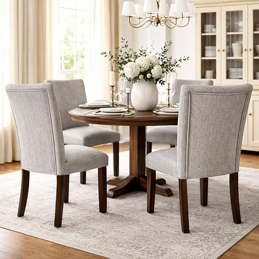 HomePop Parsons Classic Upholstered Accent Dining Chair, Single Pack, Light Grey