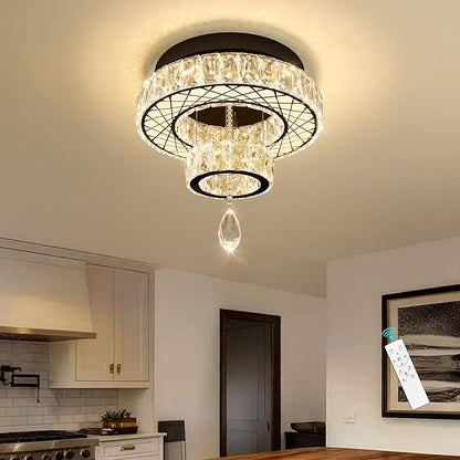 HAIXIANG Chandelier Bedroom LED Light Modern Hallway Ceiling Lighting Fixtures for Kitchen Dining Room Kitchen Remote Dimmable Black Lights