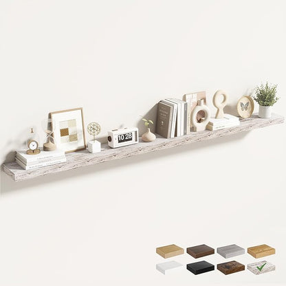 Acovy 72 Inch Floating Shelves for Wall 1 Pack, 72" Wall Shelves for Books, Storage, Decor, Wall Mounted Floating Shelf with Invisible Brackets for Kitchen, Living Room, Rustic