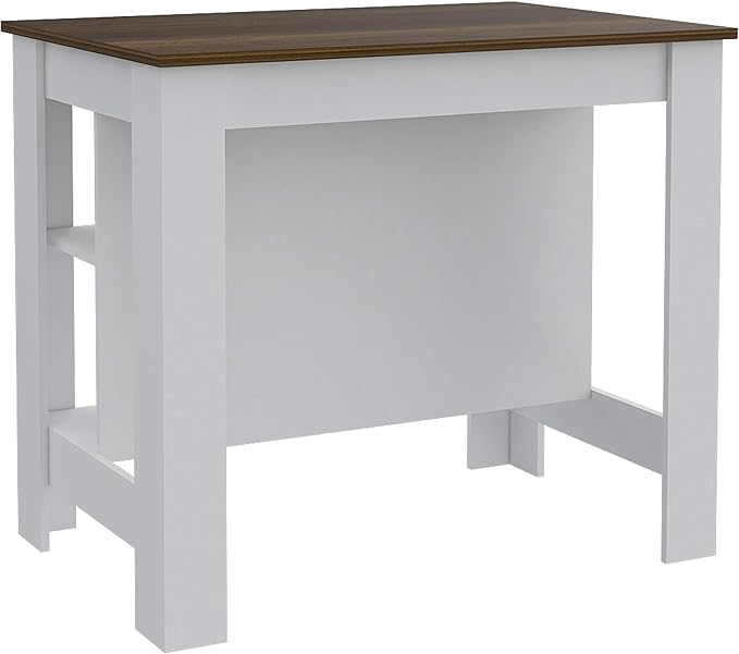 GOWE Rockaway 3-Shelf Kitchen Island White and Walnut
