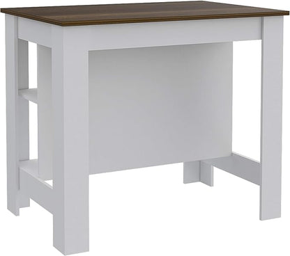 GOWE Rockaway 3-Shelf Kitchen Island White and Walnut