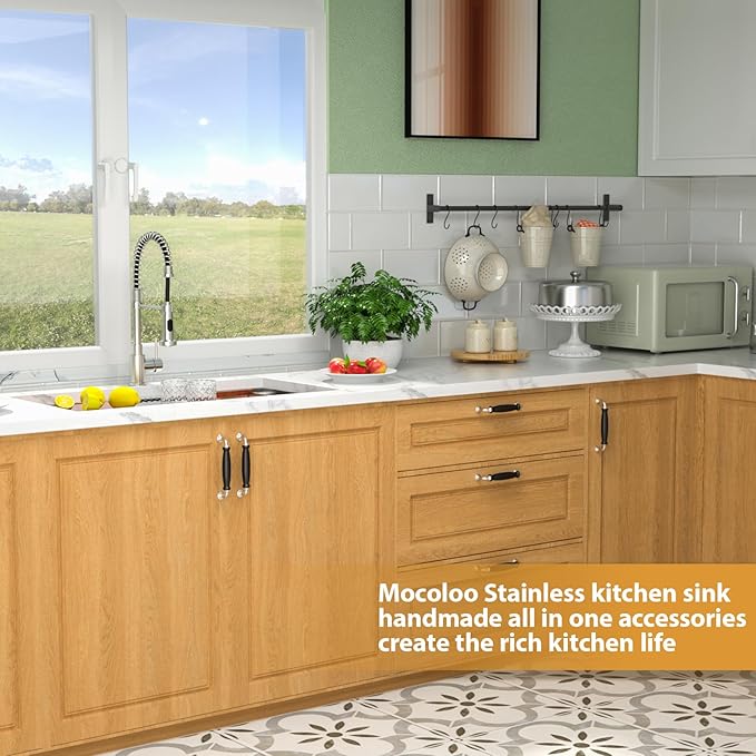 36 Inch Double Bowl Kitchen Sink - Mocoloo 36 x 19 Undermount Kitchen Sinks Workstation 16 Gauge Stainless Steel 60/40 Double Sink Handmade with 2 Compartment Sinks