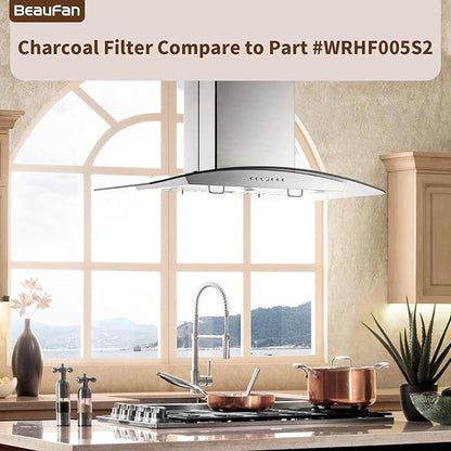 2 Set WRHF005S2 Charcoal Filters Replacement for Winflo 30 Inch Convertible Stainless Steel Glass Island Wall Mount Range Hood W103C30, WH152C36D, W101C30, WH155C30HR