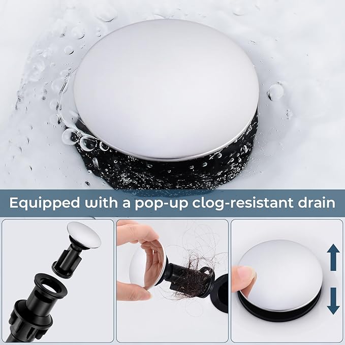 FGKQ Bathroom Faucet for Sink 3 Hole, Chrome Bathroom Sink Faucet with Pop-Up Drain and Water Supply Lines, 8 inch Widespread Vanity Faucet 2 Handle with 360° Swivel