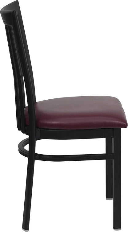 Flash Furniture HERCULES Series Black School House Back Metal Restaurant Chair - Burgundy Vinyl Seat