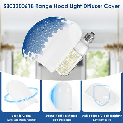SB03200618 Range Hood Light Diffuser Lens Cover Replacement Compatible with Broan Kenmore RM50000 23350363200, SB03200618 Range Hood Light Cover Replace 03200618 B03200618