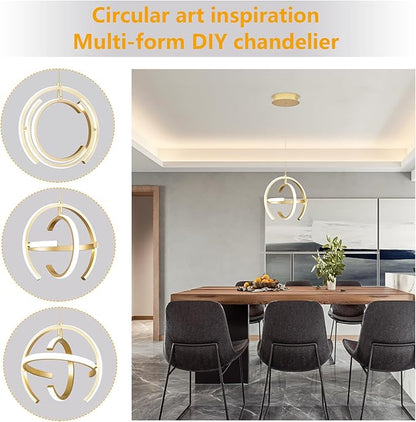 Modern Gold LED Chandelier, Globe 4000K Pendant Light Fixture, Round Adjustable Height Dining Room Hanging Light for Kitchen Island Bedroom Hallway Foyer(11.81 Inch)