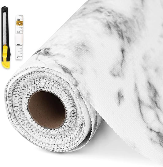 Drawer and Shelf Liner for Kitchen Cabinet,Non-Adhesive Cabinet Liner 12in x 10FT,Waterproof Shelf Paper Non-Slip Mats Cupboard Liners Contact Protect Dresser/Shelves/Table-Marble