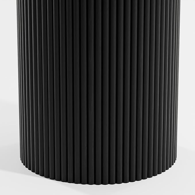 Casaphoria 46" Round Dining Table, Modern Wood Kitchen Table with Cylinder Stripe Base for Living Room & Dining Room, Easy Assembly Farmhouse Furniture for 4-6, Black