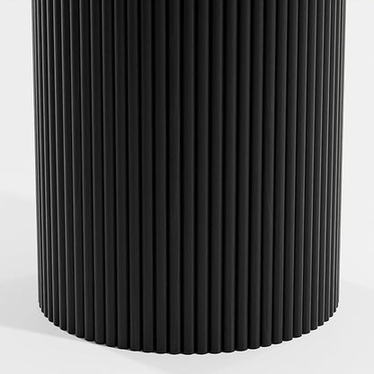 Casaphoria 46" Round Dining Table, Modern Wood Kitchen Table with Cylinder Stripe Base for Living Room & Dining Room, Easy Assembly Farmhouse Furniture for 4-6, Black