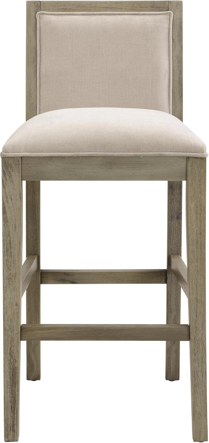30.5 Inch Height Bar Stools Set of 2, Rubber Wood e,Fabric Sponge Cushion and Upholstered, Retro Bar Chairs Suitable for Kitchen Island,Bedroom,Dining Room.