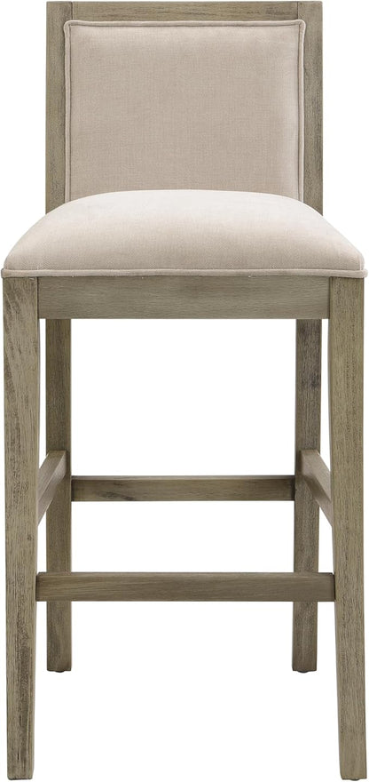 30.5 Inch Height Bar Stools Set of 2, Rubber Wood e,Fabric Sponge Cushion and Upholstered, Retro Bar Chairs Suitable for Kitchen Island,Bedroom,Dining Room.