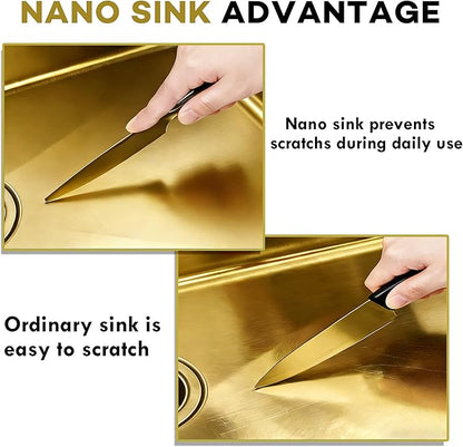 32 Inch Gold Sink Undermount Double Bowl, 16 Gauge 50/50 Double Bowl Stainless Steel Workstation Sink, 32"x19"x10" Large and Deep Kitchen Sink With Accessories