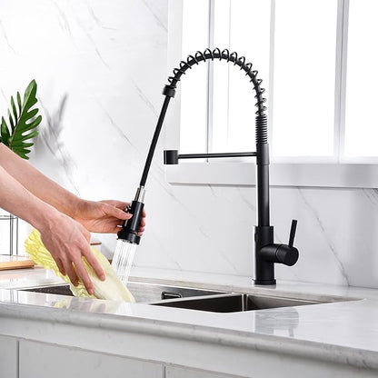 TIORIY Kitchen Faucet Head Replacement Black, with 15 Adapters Plastic Pull Down Faucet Spray Head, 3 Modes Pull Out Kitchen Sink Sprayer Nozzle, Matte Black