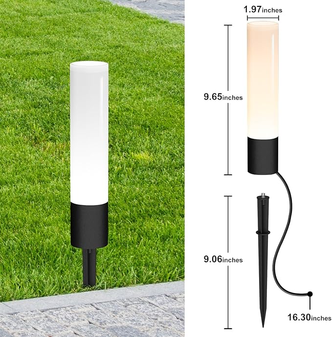 12 Pack Low Voltage Landscape Lighting Pathway Lights, 6W 300LM Landscape Lights 3000K Warm, IP65 Waterproof, Aluminum Outdoor Landscape Path Lights Wired for Walkway Yard Garden