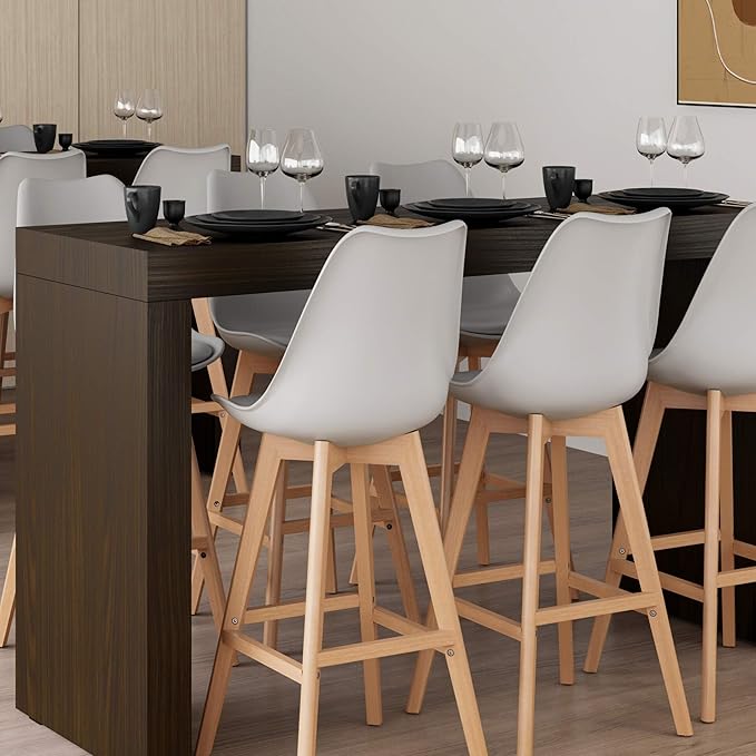 Mobili Fiver Evolution Tall Kitchen Bar Table Made in Italy | Space Saving, Counter Height Table for 6 | Modern Breakfast Bar Counter Top w/Cable Holder | Dark Walnut | 70,9'' x 23,6" in