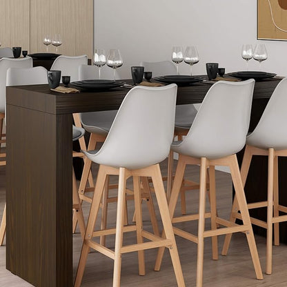 Mobili Fiver Evolution Tall Kitchen Bar Table Made in Italy | Space Saving, Counter Height Table for 6 | Modern Breakfast Bar Counter Top w/Cable Holder | Dark Walnut | 70,9'' x 23,6" in