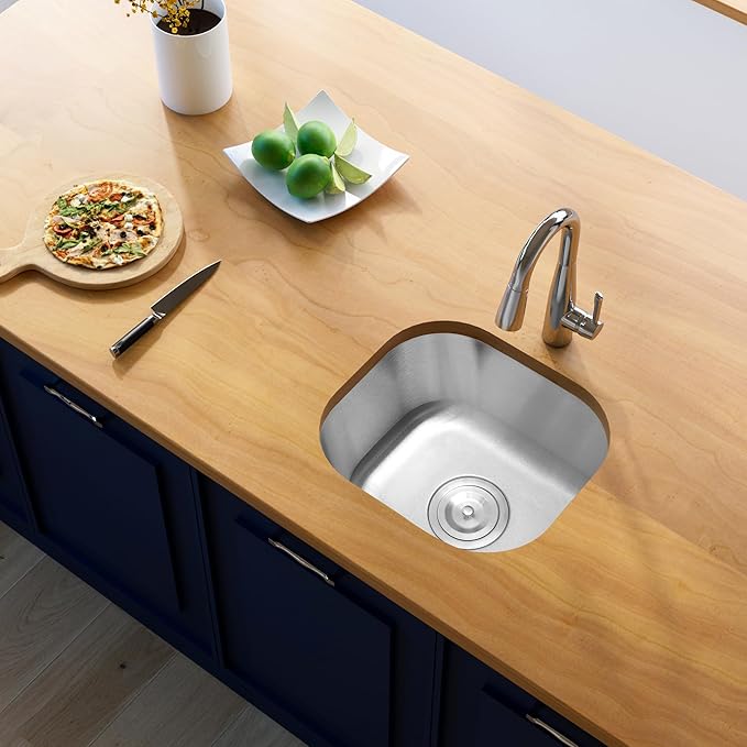 Bar Sink, 14" x 12" x 8" Undermount Kitchen Sink, T-304S Stainless Steel RV Kitchen Sinks, Small Kitchen Sinks With Sink Drain Strainer, Use at Rv, Bar,Outdoor, Laundry and Utility,Bathroom