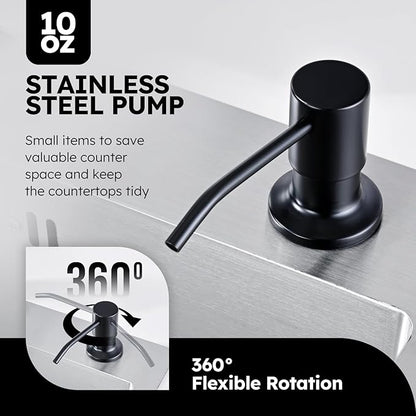 Arofa Kitchen Faucet with Soap Dispenser, Stainless Steel Kitchen Sink Faucet with Pull Down Sprayer 3 Mode Single Handle Gooseneck Pull Out Kitchen Faucet, Matte Black Bathroom Sink Faucet