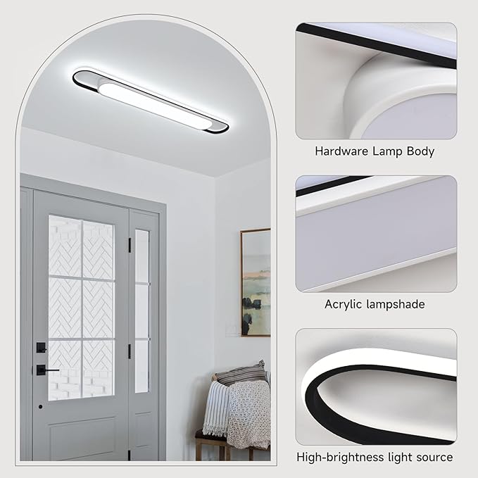 4Ft Cool White Modern LED Ceiling Lighting,65W Metal Linear Ceiling Lamp,6500K High Brightness Simple Long Light for Kitchen Dining Living Room Laundry, Garage Cloakroom Lighting (48Inch)