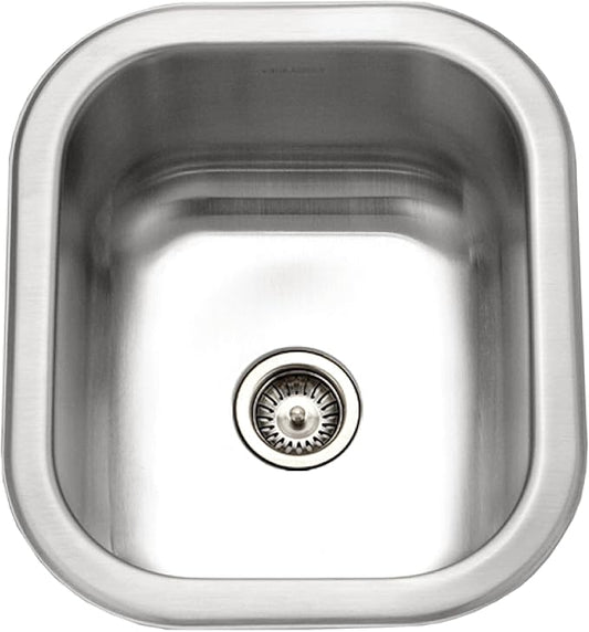 Houzer Club Stainless Steel Kitchen Bar & Prep Sink: 10 Inch Undermount Small Sink with Strainer, Durable & Versatile, Essential for Home & Apartment: CS-1307-1