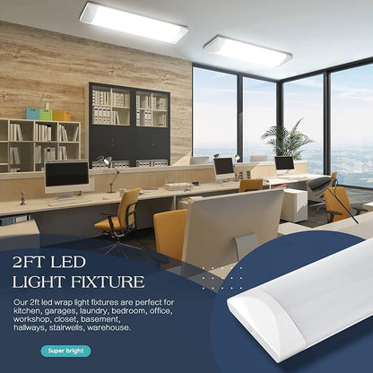 ANTLUX 2FT Wraparound Puff Lights, 20W/2400LM, 4000K, 2 Foot Kitchen LED Ceiling Lighting Fixtures, 24 Inch LED Linear Flush Mount Light for Laundry Closet Garage, Fluorescent Tube Replacement