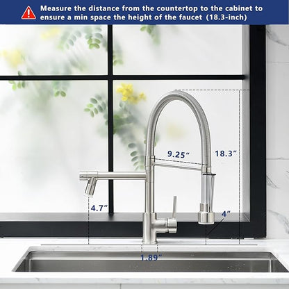 Fapully Kitchen Faucets with Pull Down Sprayer,Commercial Single Handle Kitchen Sink Faucet with LED Light,Brushed Nickel