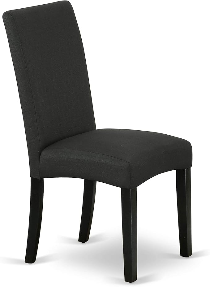 East West Furniture DRP1T24 Driscol Parson Chairs - Black Color Linen Fabric Padded Dining Chairs, Set of 2, Black