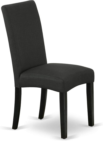 East West Furniture DRP1T24 Driscol Parson Chairs - Black Color Linen Fabric Padded Dining Chairs, Set of 2, Black