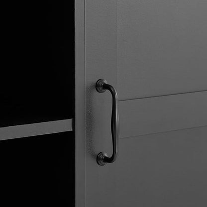 68" Tall Bathroom Storage Cabinet with One Door and Two Laundry Hampers for Home Display Organizer, Adjustable Shelf, Black