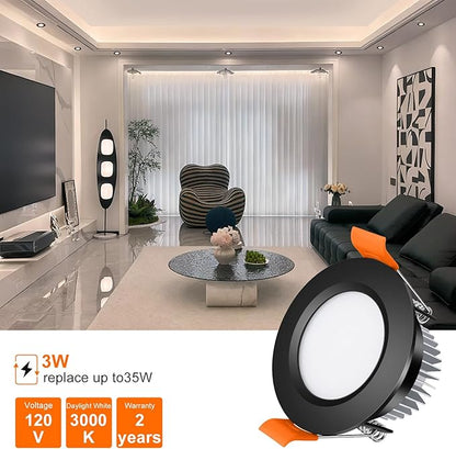 inShareplus 2 Inch LED Recessed Lighting, Black Downlight Dimmable 3W (35W Equivalent), 3000K Warm White, CRI80, Recessed Light Fixtures with LED Driver (6 Pack)