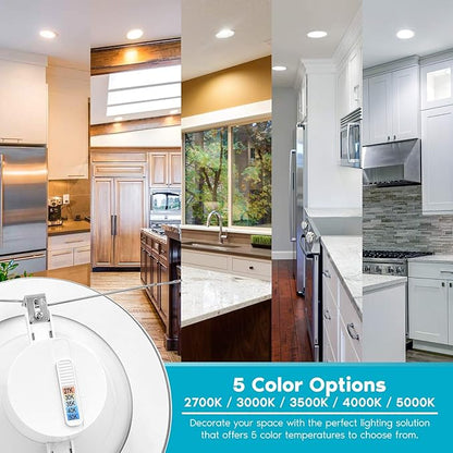 LUXRITE 5/6 Inch LED Recessed Retrofit Downlight, 14W=90W, CCT Color Selectable 2700K | 3000K | 3500K | 4000K | 5000K, Dimmable Can Light, 1100 Lumens, Wet Rated, Energy Star (16 Pack)